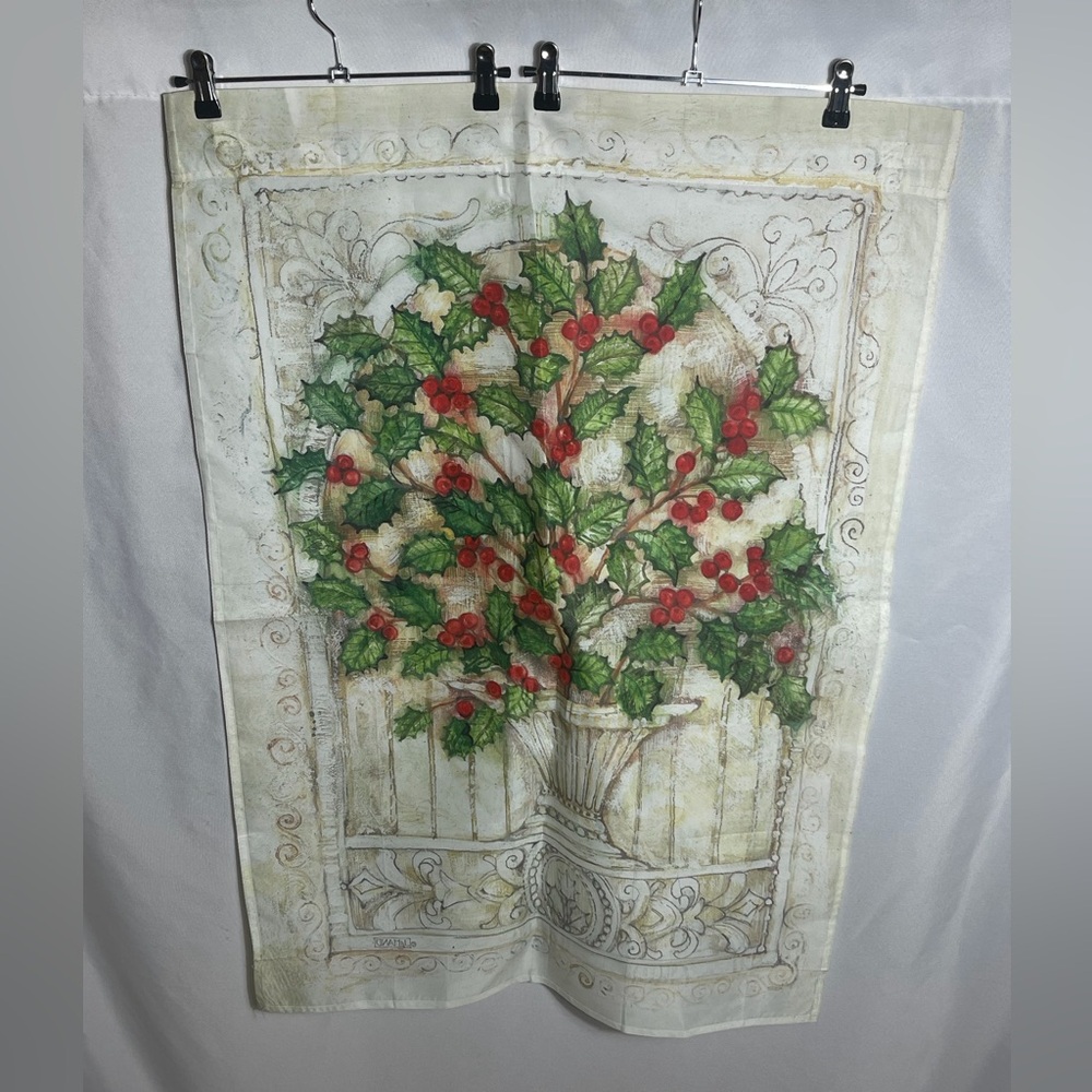 Holly Berry Christmas House Flag 28x40 Holiday Outdoor Winter Decor